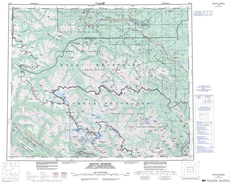 083E - MOUNT ROBSON - Topographic Map