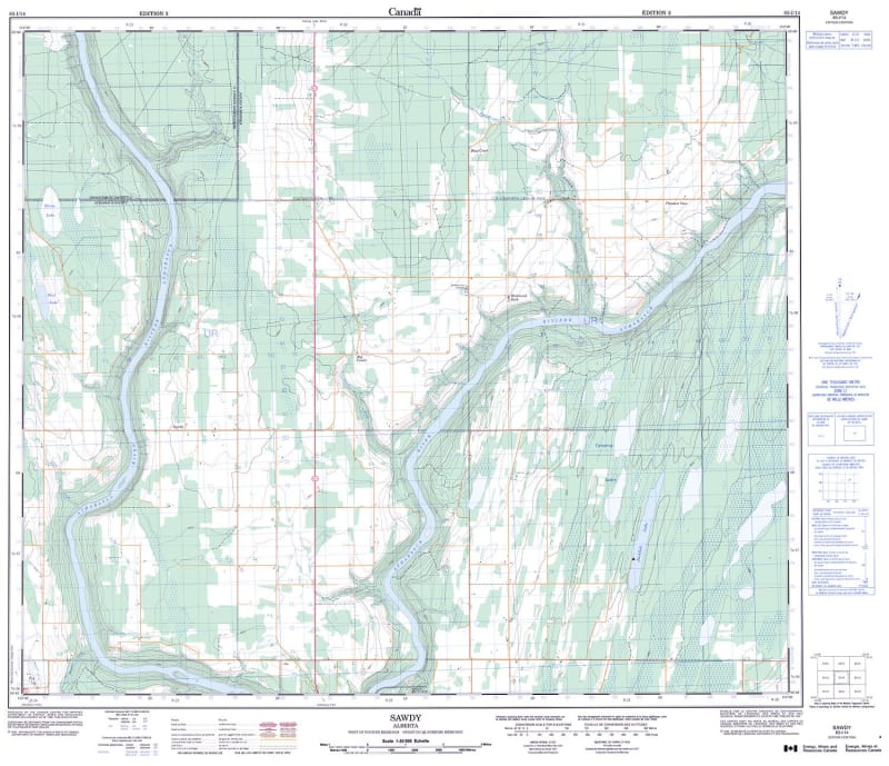 083I14 - SAWDY - Topographic Map