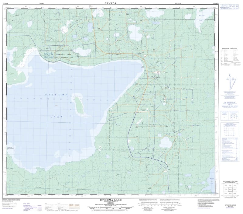 083O14 - UTIKUMA LAKE - Topographic Map