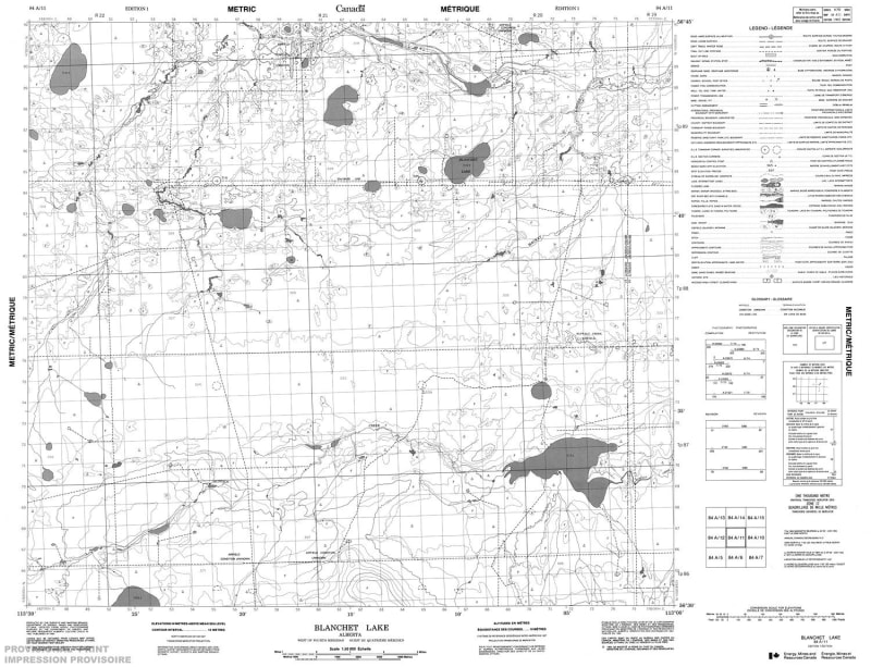 084A11 - BLANCHET LAKE - Topographic Map