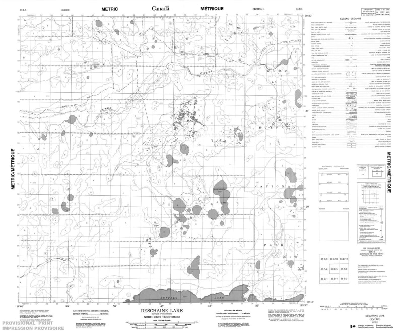 085B05 - DESCHAINE LAKE - Topographic Map