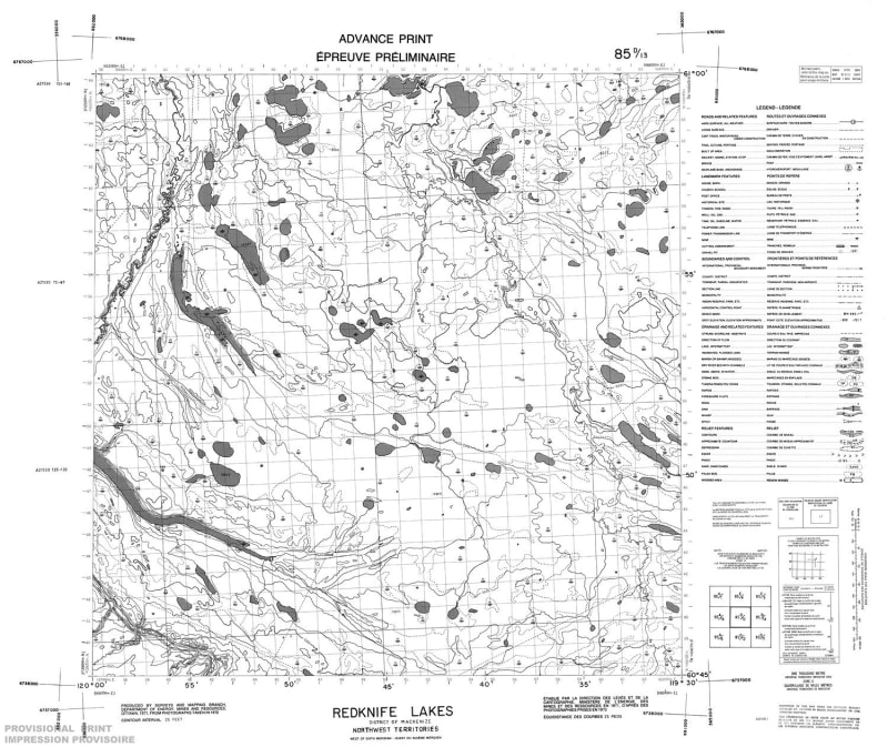 085D13 - REDKNIFE LAKES - Topographic Map