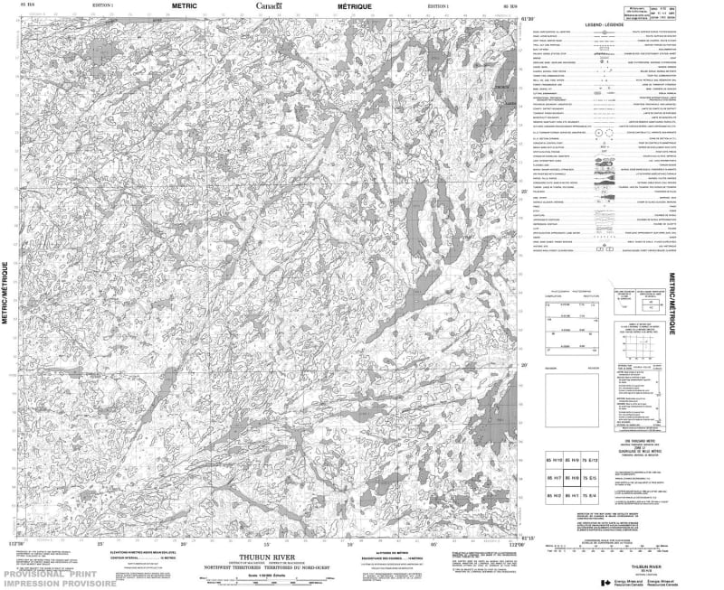 085H08 - THUBUN RIVER - Topographic Map