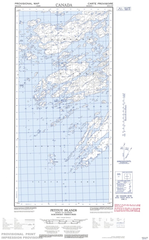 085H10W - PETITOT ISLANDS - Topographic Map