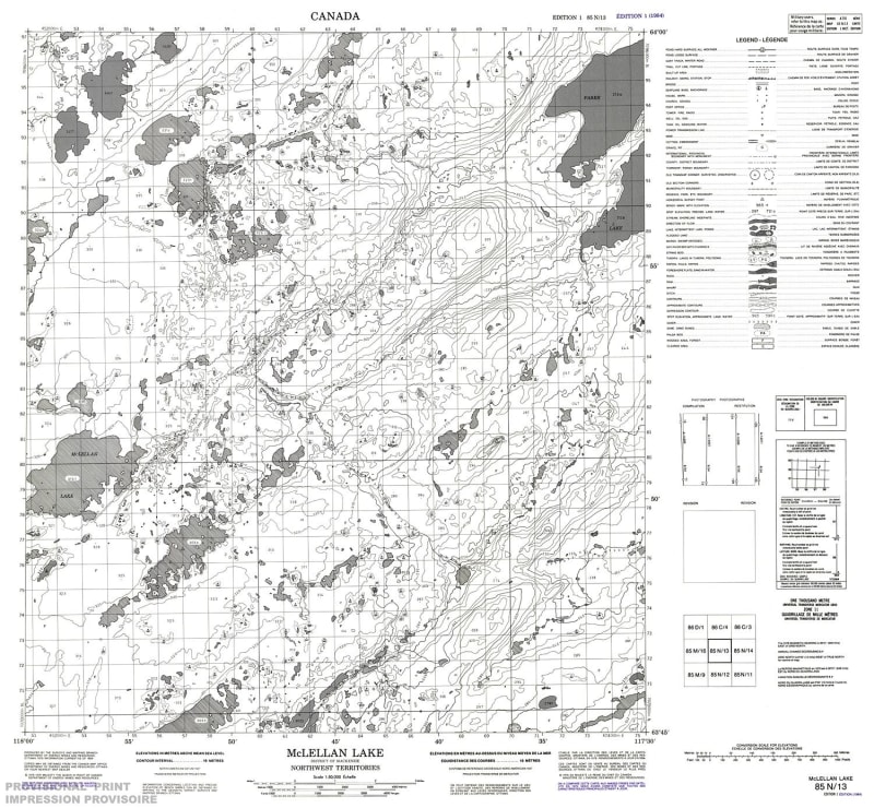 085N13 - MCLELLAN LAKE - Topographic Map