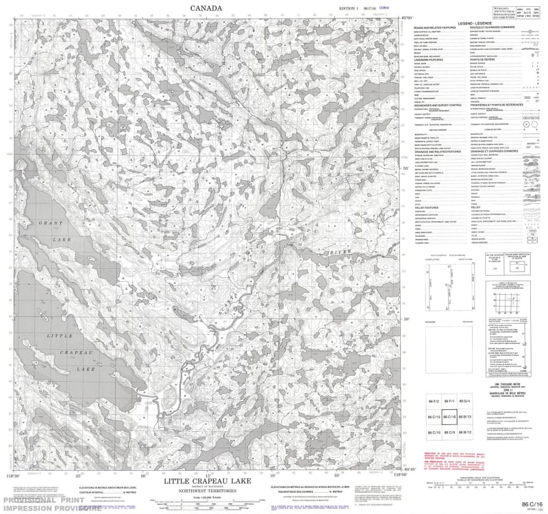 086C16 - LITTLE CRAPEAU LAKE - Topographic Map