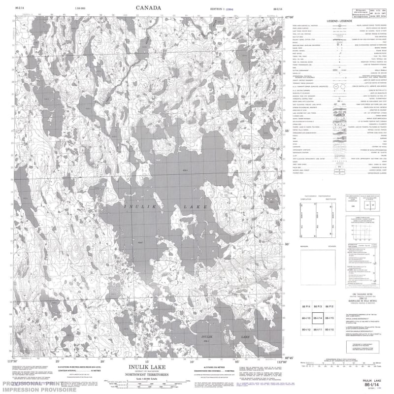 086I14 - KIGLIKAVIK LAKE - Topographic Map