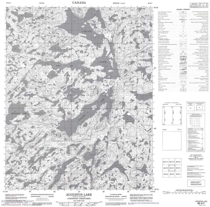 086K07 - AUGUSTUS LAKE - Topographic Map