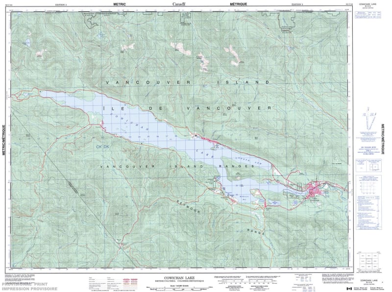 092C16 - COWICHAN LAKE - Topographic Map