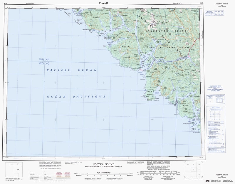 092E - NOOTKA SOUND - Topographic Map