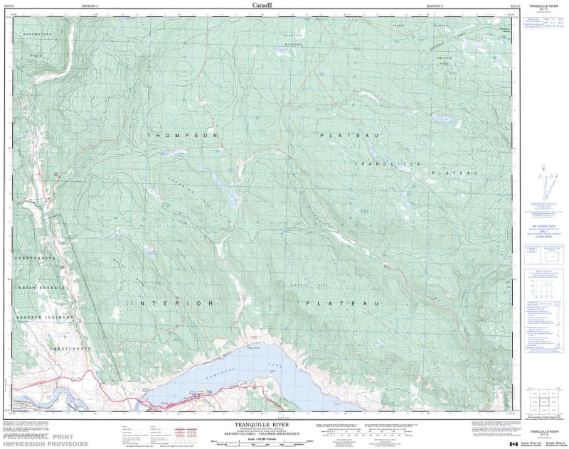 092I15 - TRANQUILLE RIVER - Topographic Map