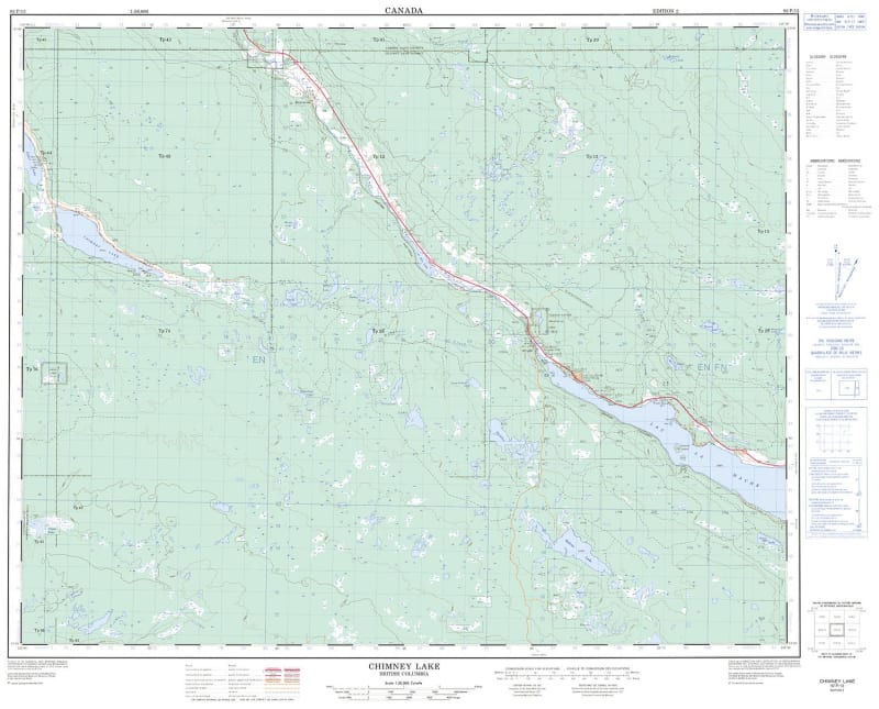 092P13 - CHIMNEY LAKE - Topographic Map