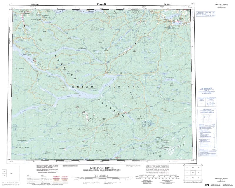 093F - NECHAKO RIVER - Topographic Map