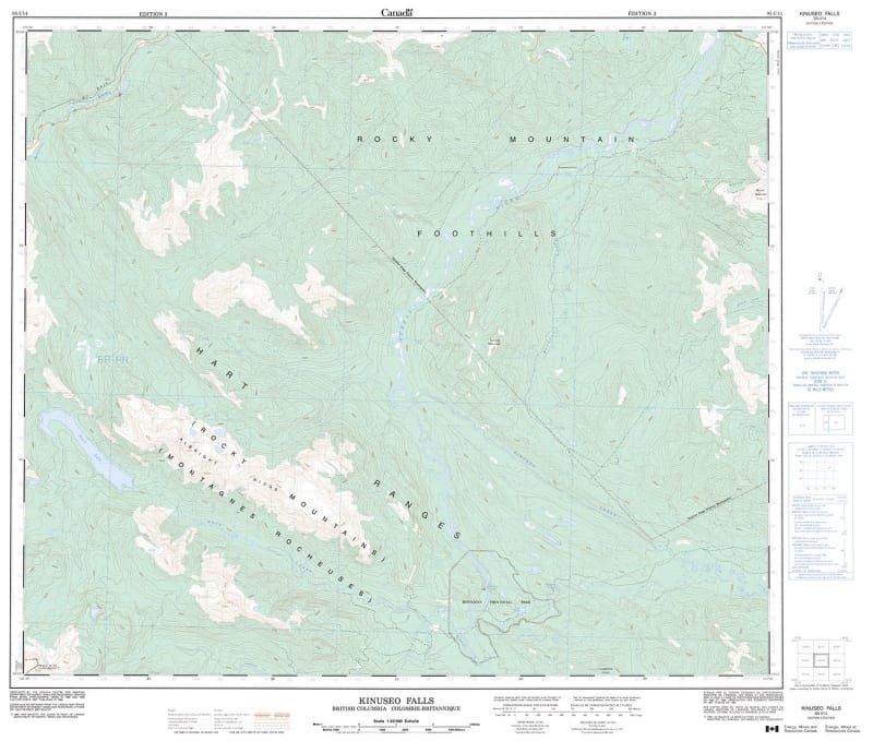 093I14 - KINUSEO FALLS - Topographic Map