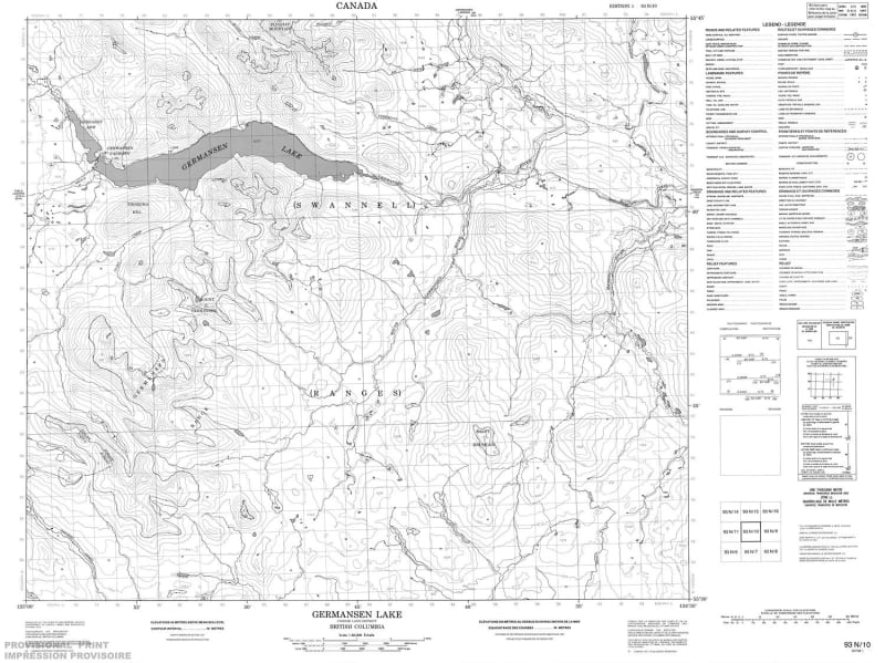 093N10 - GERMANSEN LAKE - Topographic Map