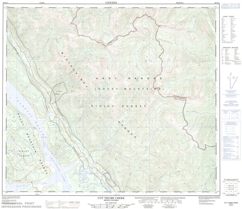 093O11 - CUT THUMB CREEK - Topographic Map
