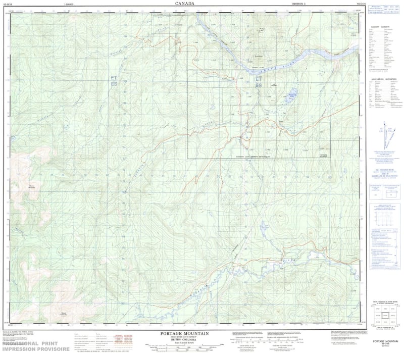 093O16 - PORTAGE MOUNTAIN - Topographic Map