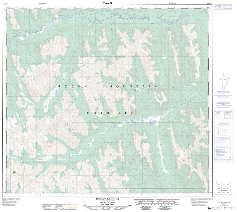 094B14 - MOUNT LAURIER - Topographic Map