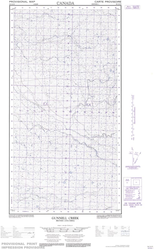 094I13E - GUNNELL CREEK - Topographic Map