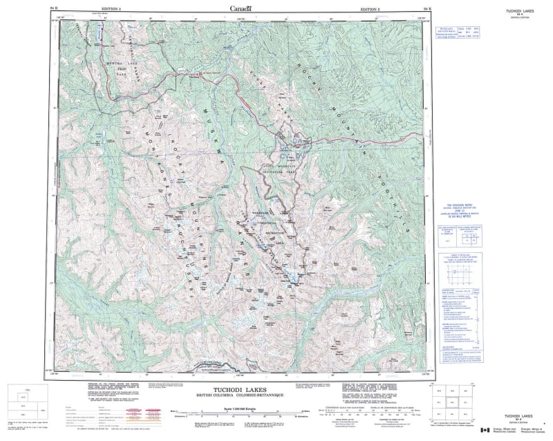 094K - TUCHODI LAKES - Topographic Map