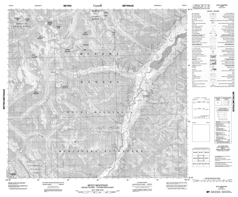094K02 - SICILY MOUNTAIN - Topographic Map
