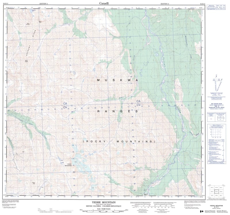 094K11 - YEDHE MOUNTAIN - Topographic Map