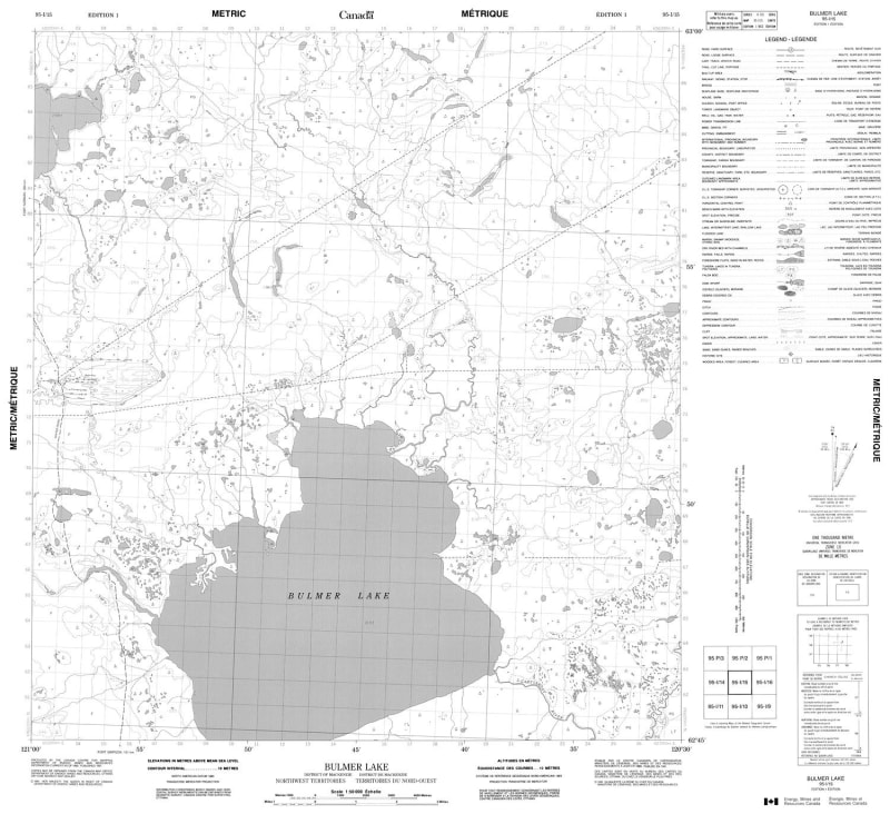 095I15 - BULMER LAKE - Topographic Map