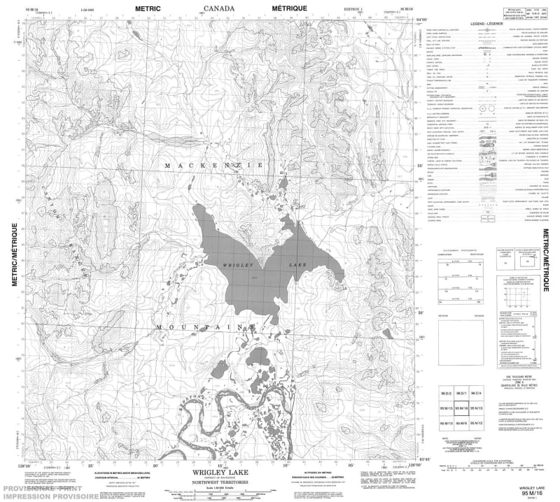 095M16 - WRIGLEY LAKE - Topographic Map