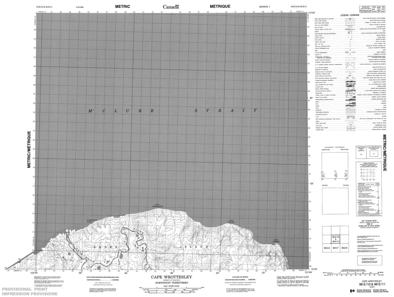 098E10 - CAPE WROTTESLEY - Topographic Map