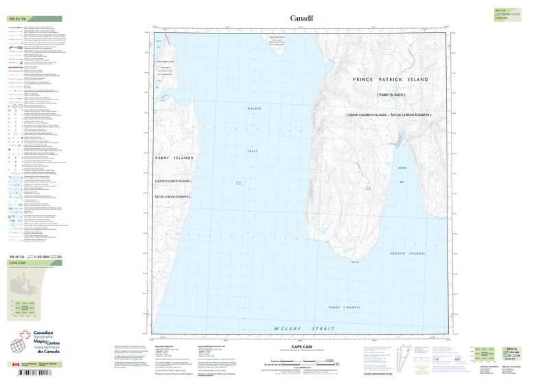098H16 - CAPE CAM - Topographic Map