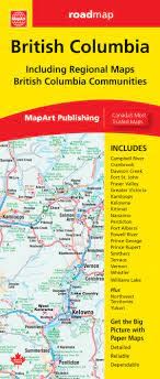British Columbia Travel Road map. Includes regional maps of Campbell River, Cranbrook, Dawson Creek, Fort St. John, Fraser Valley, Greater Victoria, Kamloops, Kelowna, Kitimat, Nanaimo, Penticton, Port Alberni, Powell River, Prince George, Prince Rupert,