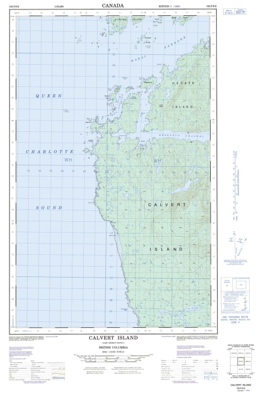 102P09E - CALVERT ISLAND - Topographic Map