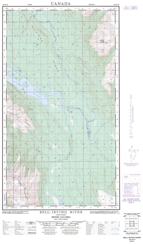 104A06W - BELL-IRVING RIVER - Topographic Map
