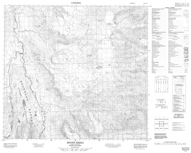 104G10 - MOUNT EDZIZA - Topographic Map