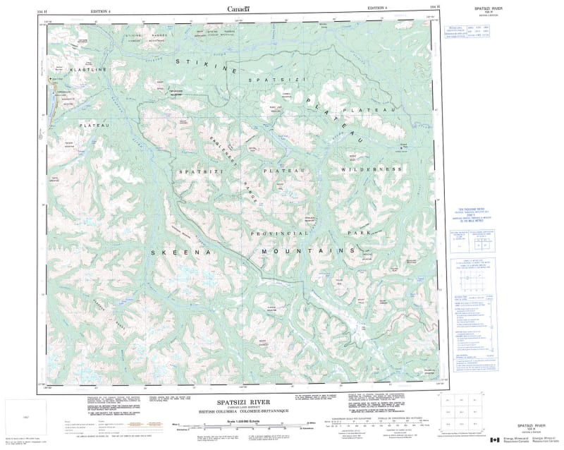 104H - SPATSIZI RIVER - Topographic Map