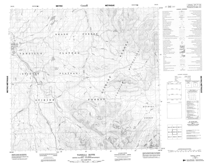 104I05 - TANZILLA BUTTE - Topographic Map