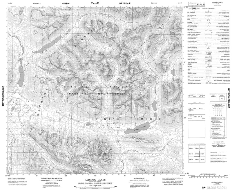 104I08 - RAINBOW LAKES - Topographic Map