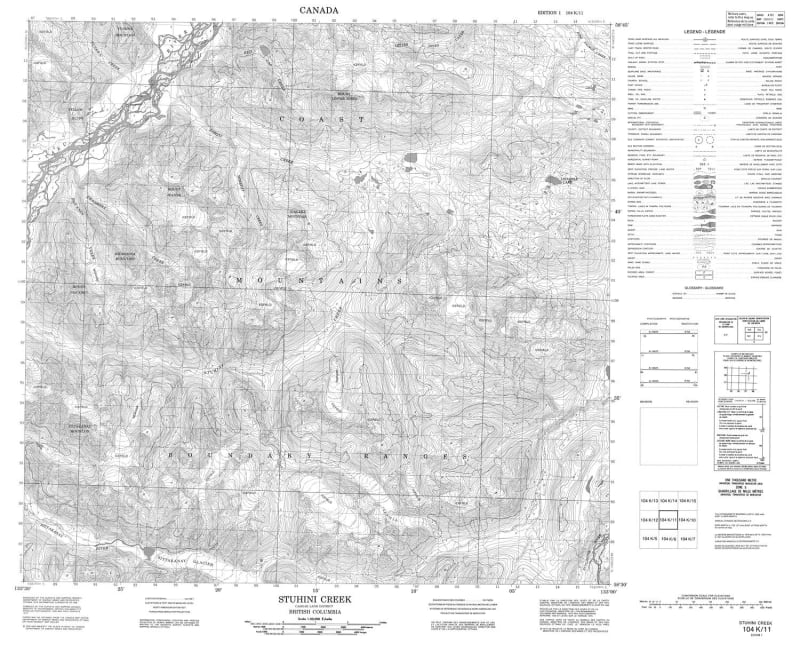 104K11 - STUHINI CREEK - Topographic Map