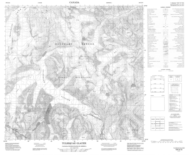 104K13 - TULSEQUAH GLACIER - Topographic Map