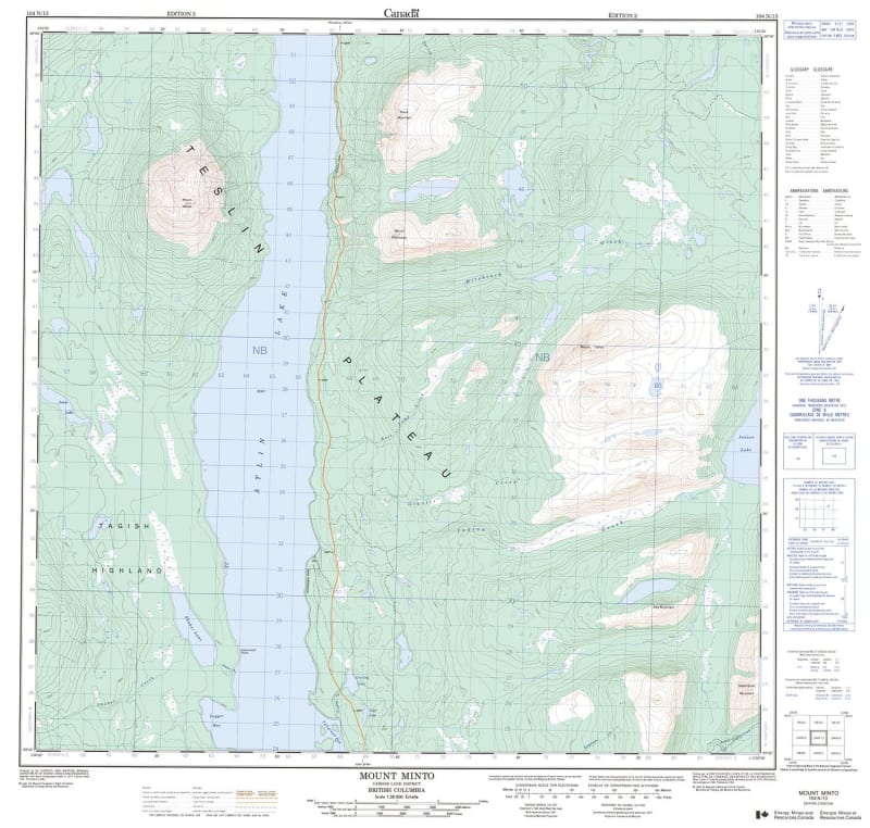 104N13 - MOUNT MINTO - Topographic Map