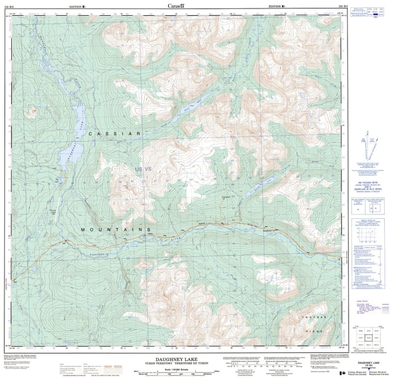 105B02 - DAUGHNEY LAKE - Topographic Map