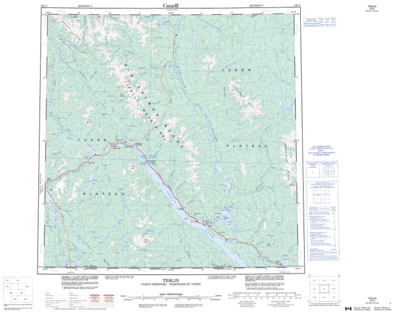 105C - TESLIN - Topographic Map