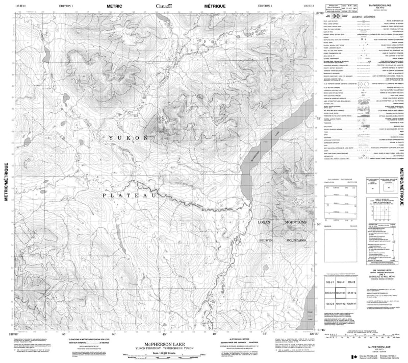 105H13 - MCPHERSON LAKE - Topographic Map