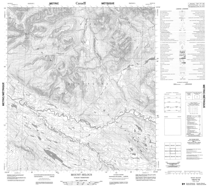 105K16 - MOUNT SELOUS - Topographic Map