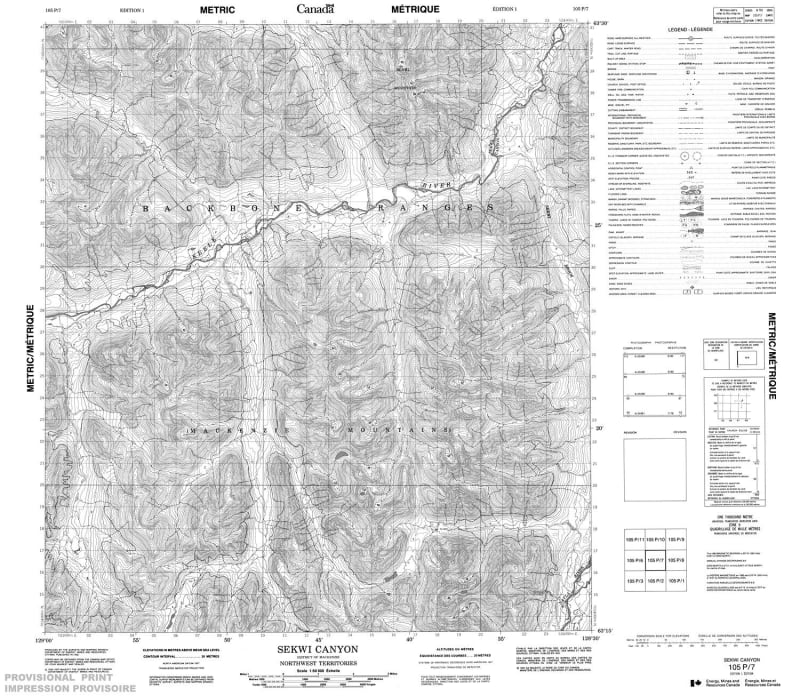 105P07 - SEKWI CANYON - Topographic Map