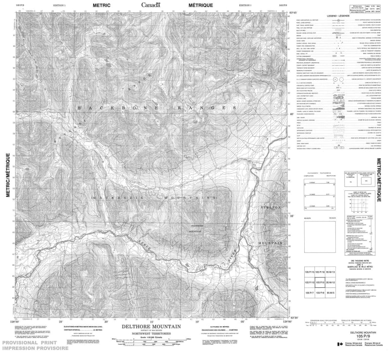 105P09 - DELTHORE MOUNTAIN - Topographic Map