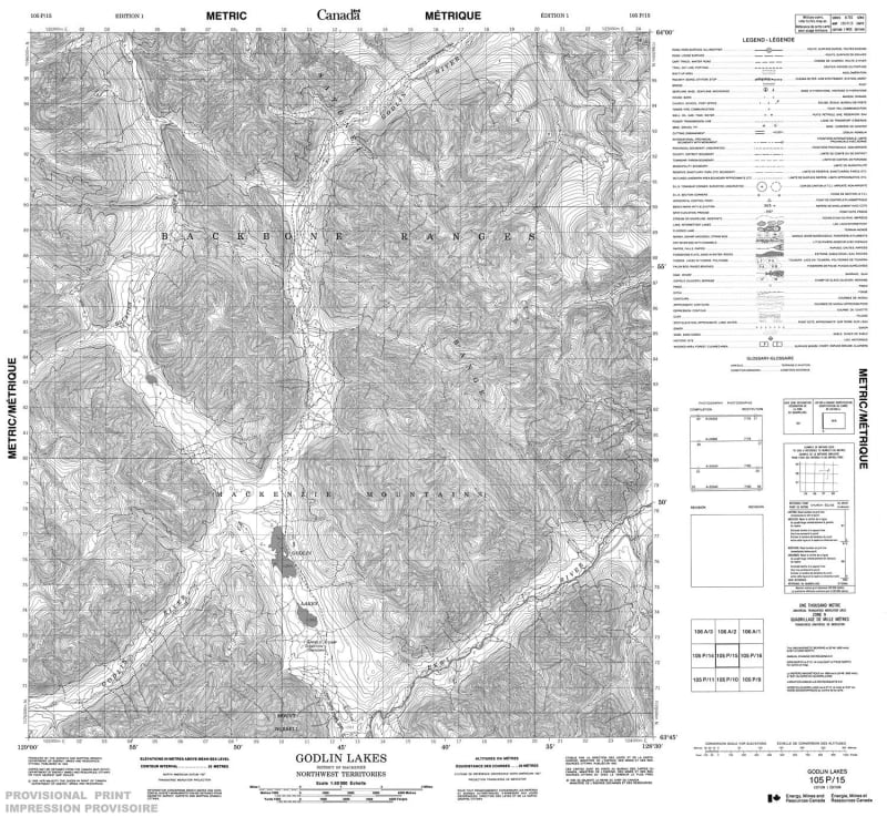 105P15 - GODLIN LAKES - Topographic Map