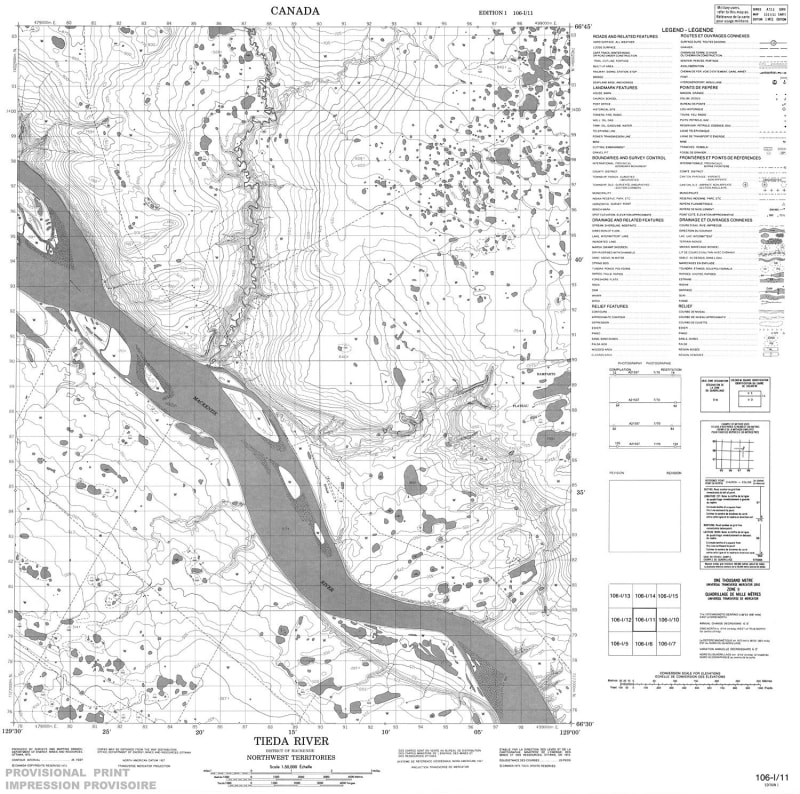 106I11 - TIEDA RIVER - Topographic Map