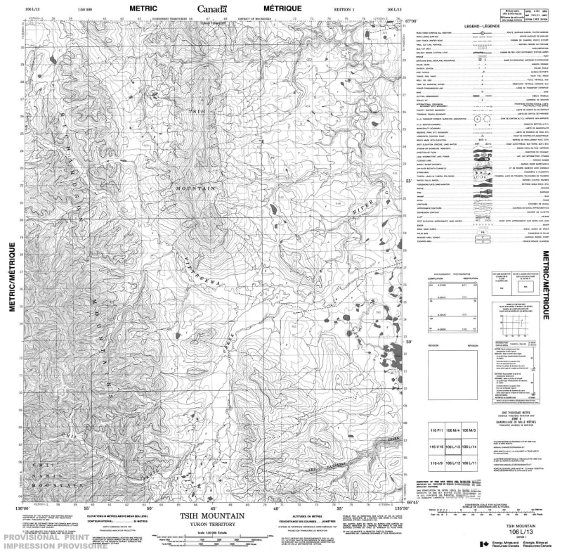 106L13 - TSIH MOUNTAIN - Topographic Map