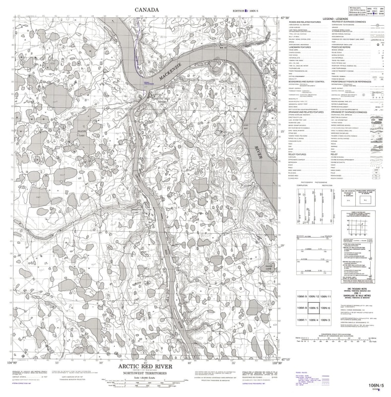 106N05 - ARCTIC RED RIVER - Topographic Map
